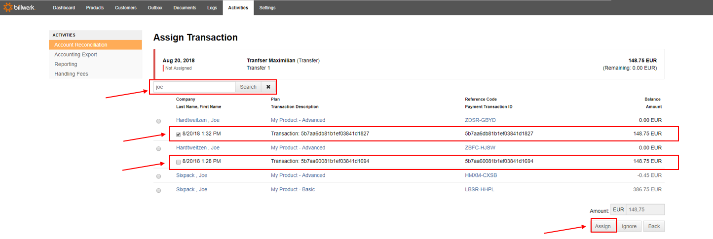 Transaction Assignment